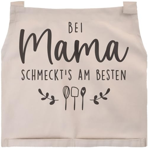 SpecialMe® Kochschürze Damen mit Spruch Bei Mama schmeckts am besten Küchenschürze Geschenk Mutter Baumwolle