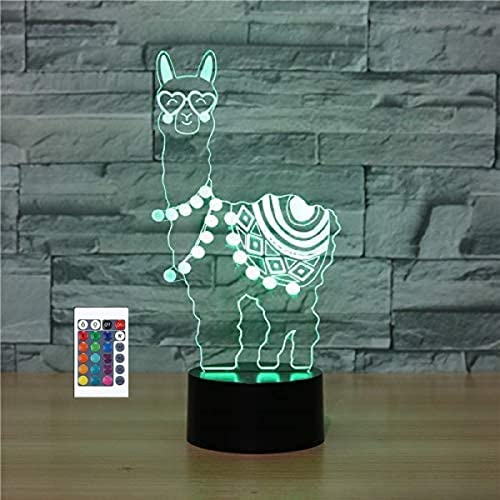SUPERRUIDALONG 3D Alpaka Lampe Fernbedienung 16 Farben Nachtlichter LED Tisch Nachttisch lampe Kinder zimmer Schreibtisch Dekoration Geburtstag süßes Spielzeug für Kinder