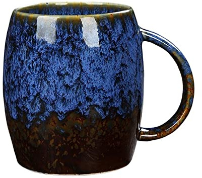 400ml Großer Keramik-Kaffeebecher mit Henkel, Neuheit Vintage Tee Tasse Latte Tassen Tassen für Büro und Haus, einzigartiges Geschenk für Männer Frauen,Blau