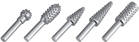 OITTo 5Pcs Rasp File Set 6.3mm Shank Wood Carving Drill Tool Bits for Engraving Metal Polishing