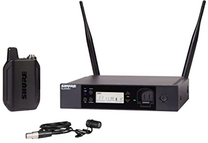 Shure GLXD14R+/85 Dual Band Pro Digital Wireless Microphone System for Interviews, Presenting, Theater - 12-Hour Battery Life, 100 ft Range | WL185 Lavalier Mic, Single Channel Rack Mount Receiver
