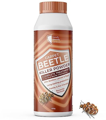 Carpet Beetle Killer Powder 300g- Complete Treatment for Infestations, Kills Beetles, Larvae & Eggs, Long-Lasting Protection, Family Friendly, Powerful Formula for Effective Control