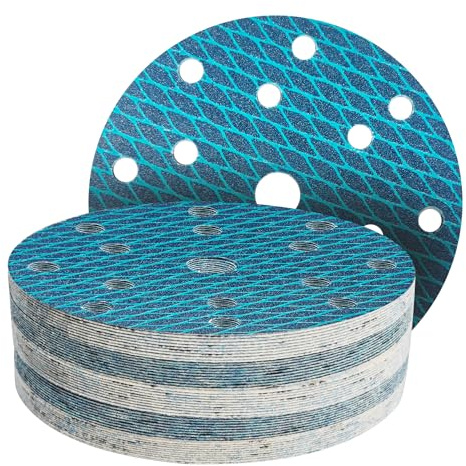 GZKTY 50 st 150 mm kardborreband, slippapper, excenta slipskivor, 15 hål, korn 80 slipkuddar, slipmedel resistent mot tillsats för excenterslipning, slipmaskin, polermaskin