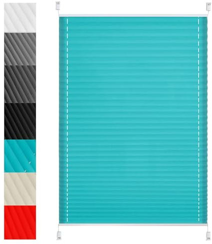 Plissees für Fenster 35 x 40 cm Sichtschutz und Blickdicht Easyfix Faltrollo Plisseerollo mit Klemmträger für Fenster & Tür, Blau