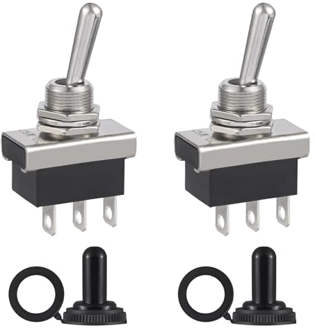 VEXUNGA KN3D-102 Interruttore a Levetta Interruttori 12V 25A SPDT ON-ON 3Pin 2 Posizioni 12Volt con Cappuccio Impermeabile per Auto (Confezione da 2 Pezzi)