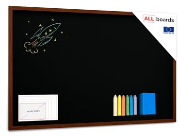 ALLboards Kreidetafel mit lackiertem Holzrahmen 200x100cm, Schwarz, Schreibtafel, Kreide + Zubehör-Set, Schreibtafel zum Aufhängen, Kreidetafel wand, Tafel schwarz, Wand Tafel Holz