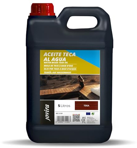 JOVIRA PINTURAS 5L | Aceite Teca al Agua, Protección y restauración de la madera Teca en intemperie. (5 Litros, Teca) E-17A