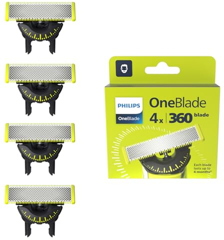 Philips OneBlade Original 360 cuchillas, compatibles con todos los mangos OneBlade y OneBlade Pro, 4 unidades (modelo QP440/50)
