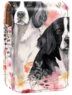 Lipstick Case,Portable Makeup Bag Cosmetic Pouch,Lipstick Holder Makeup Organizer,Dog Flower Pink Plant Floral
