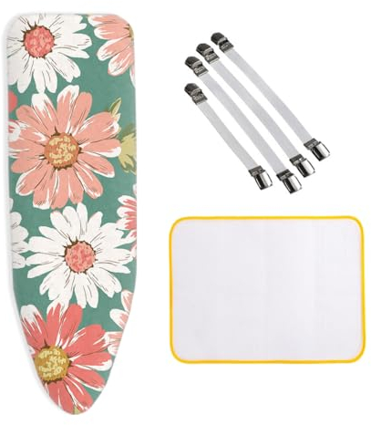 Ironing Board Cover extra large, XXL, Smooth Fabric, Universal Size, Drawstring Shrinkage Ironing Board Cover, with 4 Clips and Anti-Iron Cloth, 160x60cm