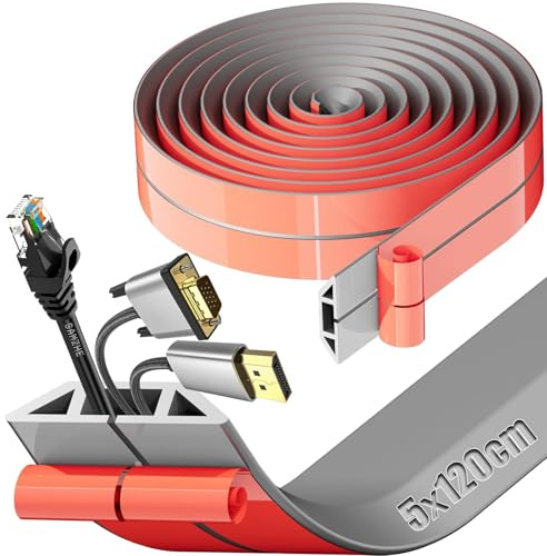 SWTYExt Cache Cable Sol 1,2mx5cm Passe Cable Sol Gris Petit Canal de Câble Flexible Goulotte Passe Cable Sol Silicone Goulotte Cache Cable Passage de Cable au Sol pour Maison Bureau