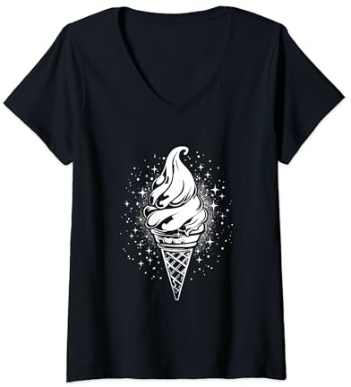 Femme Cône de crème glacée Dessert glacé Profession T-Shirt avec Col en V