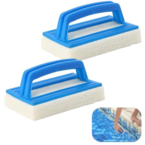 Vueinrg 2 Stück Schwammbürste, Wasserlinienbürste, Pool-Reinigungsbürste aus Kunststoff, Bürste, Wasserlinie, Pool, zum Reinigen von Pools, Spa, Badewannen, Wänden (14,5 x 7 cm), VYCS-123