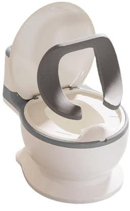 Aniroc® Kids Wc para niños, orinal, inodoro. Con sonido de descarga. Confortable. Ayuda al aprendizaje de bebes y niños. (Blanco/Gris)
