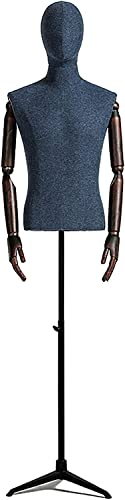 LIUSP Männliche Schaufensterpuppe, Torso-Dummy mit Eisenstativ und Holzarmen, männliche Schaufensterpuppe, Kleiderform, passender Pullover-Ausstellungsständer
