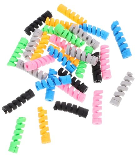 KONTONTY 30pcs Silicone Charger Cord Protectors Data Cable Sleeves Usb Cable Protector Set Flexible Anti-break Covers for Smartphones, Mix (green, Yellow, Black, Pink, Blue, Grey)