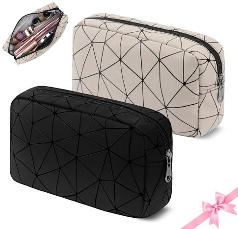 Desing Wish 2 Stück Kosmetiktasche Damen Mädchen Klein Kulturtasche Große Kulturbeutel Schminktasche Reise Herren Kosmetikbeutel Cosmetic Make Up Bag Tasche Toiletry Schmink Zubehör mit Reißverschluss
