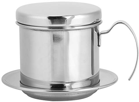 Jwthee Portable Coffee Percolator, Vietnamese Coffee Drip Filter Mini Coffee Maker Pot Stainless Steel Coffee Cup Portable for Home Kitchen (Silver)