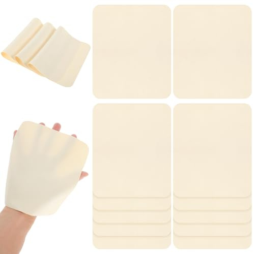 Prasacco 15-Piece Chamois Cloth, Artist Chamois Leather, Pre-Cut, Soft, Pottery Tool, Small, Ceramic Craft Supplies, Beige, Artificial Suede