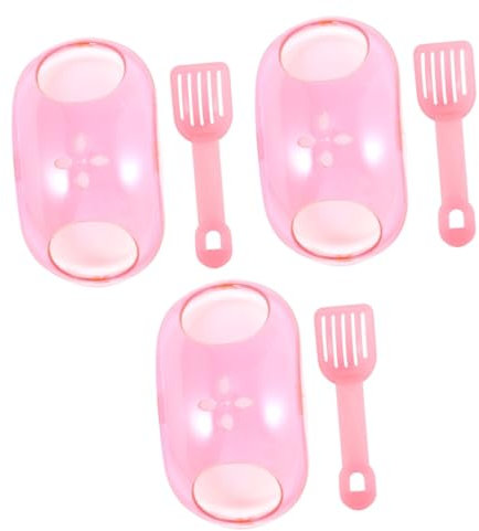 BESPORTBLE 3stücke Kleintier Sandbad Mit Schaufel Pinkes Badezimmer Für Hamster Und Chinchillas Langlebiger Kunststoff Für Stressabbau Und Pflege Von Tierfellen