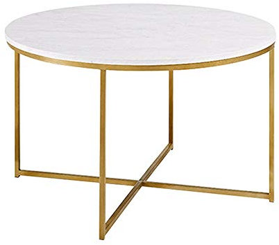CAFIEDR Couchtisch, Haushalts-Metall-Beistelltisch, Balkontisch, Kleiner runder Tisch, Blumentisch, mehrere Marmor-Couchtische - Größe optional,80cmx80cmx45cm