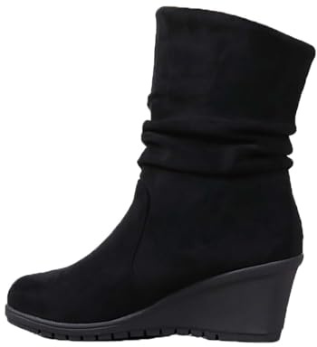 Stiefeletten Damen Mit Absatz Elegant - Wildlederstiefel Keilabsatz Halbstiefel Halbschaft Schlupfstiefel Halbhohe Boots Stilettos Kurzschaft Stiefel Boots Einfarbig Damenstiefel