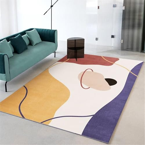 Kunsen 180X280CM Flokati Teppich Schlafzimmer Sofa einfach, rutschfest, schmutzabweisend, pflegeleicht, sicherer Küchen Teppiche Mehrfarbig Mädchenteppich Zuschneidbar