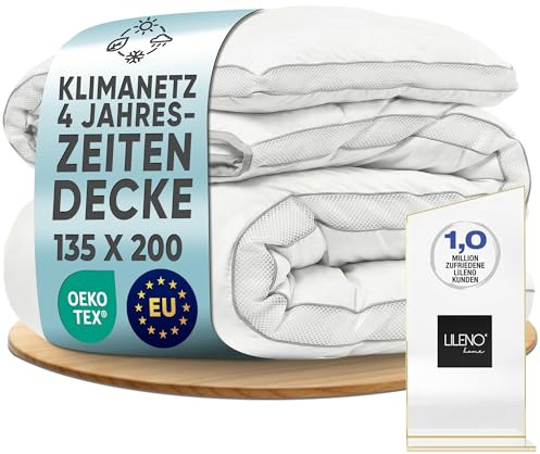 LILENO HOME Premium 4-Jahreszeiten Bettdecke 135x200 cm [1er Set] mit CoolComfort Klimanetz - Bettdecke 135x200 cm bestehend aus 2 Bettdecken - als Sommer u. Winter Decke - Kochfest bis 95°C