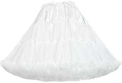 baotongle Women's Petticoat Skirts Tulle Underskirts Puffy Chiffon Half Slips Fluffy Ballet Dress for Women (US, Alpha, One Size, Regular, Short, Standard, White)