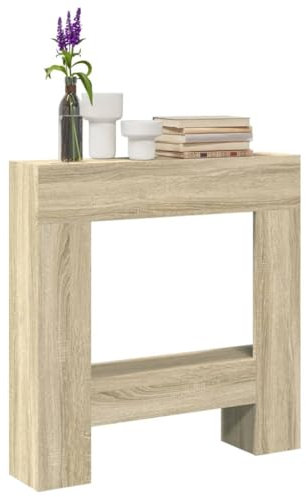 Homgoday Cornice per Camino Rovere Sonoma 81x18x82 cm in Truciolato, Cornice Camino, Camino da Pavimento con Cornice e Bruciatore, Accessori Camino, Cornice Legno