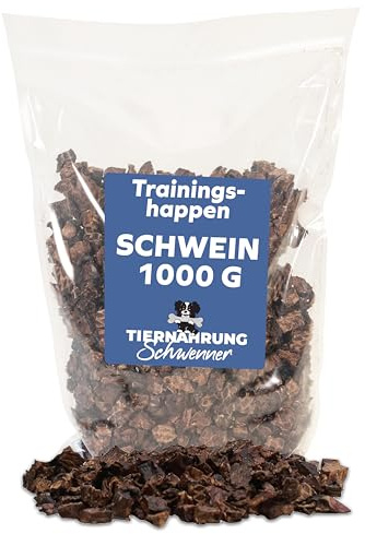 Tiernahrung Schwenner - Getrocknete Trainingshappen für Hunde I 1000g Schwein I Hundeleckerlies für das Training