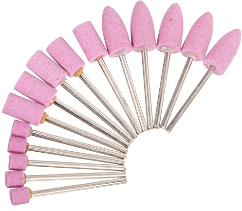 jojofuny Sanding Drill Bits Set in Different Shapes 15Pcs with Wear Resistance Grinding Wheel Heads for Rotary Tool Accessories for Metal and Plastic DIY Polishing and Deburring