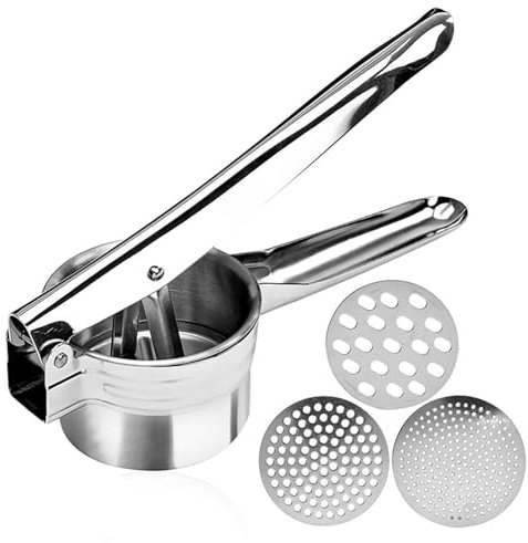 Steel Potato Presser - Potato Masher | Steel Potato Ricer Press | Potato Ricer Stainless | Stainless Steel Potato Ricer | Detachable Masher Kitchen Tool Food Press With Ergonomic Comfort Grip | Commer