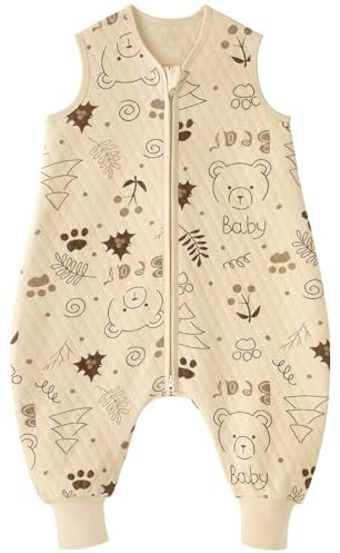 Looxii Saco de Dormir bebé con Pies 1.0 TOG Algodón Saco Dormir En otoño Todo el año para 4-6 año Niños Niñas 100 cm