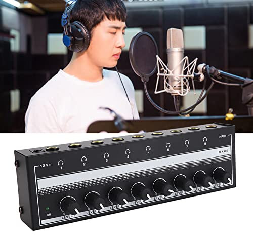 SustVita Amplificateur Audio stéréo Portable, amplificateur de Casque de Canal 8 - Ampli de Canal pour Studio, Mini amplificateur de Casque avec Boost de Basse pour la Maison et