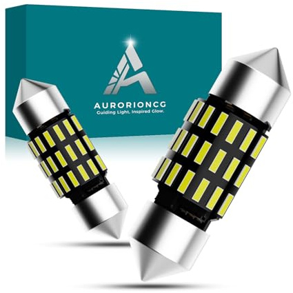 AURORIONCG 31MM C5W Lampadine LED Bianco 12V 24V Lampadina Siluro Luci Interne 300LM 6500K per Cupola Luci Targa (Confezione da 2)