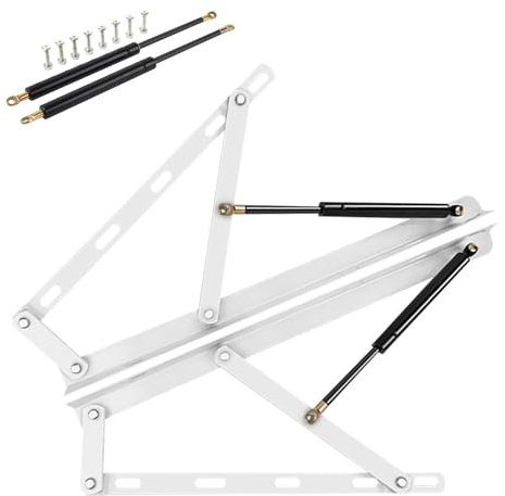 Kit De Elevación De Cama Con Resorte De Gas (1 Par), Bisagras De Caja De Cama Elevadora De Almacenamiento De Sofá Cama, Diseño Dividido, Gran Capacidad De Carga, Bisagra De Resorte Para Muebles(White,