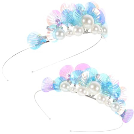 LOORGVEL 2 Stück Teiliges Meerjungfrau Haarschmuck Glitzerndes Haarband für Mädchen und Damen Ozean-motto Party Haarschmuck Geburtstags Karnevals-accessoire Langlebig und Detailreich