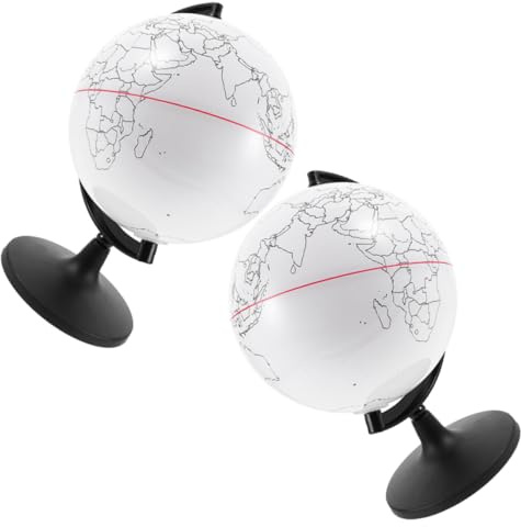 BESPORTBLE Lot De 2 Globes Vierges Soi-même Éducatifs 14,16 Cm, Modèles De Coloriage Effaçables pour Garçon Et Filles, Activités De Bricolage Et Apprentissage Géographique