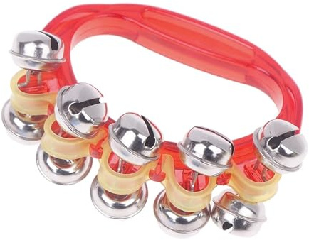 10 Stück doppelreihige Metall-Schellen, handliche Halbmond-Tamburine, Musikinstrument for Glockenspielzeug FüR Party Schule(Red)