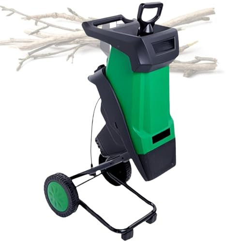 XygZythror Biotrituratore Elettrico per Rami, Biotrituratore Elettrico Trinciatrice 2400w, Trituratore per Rami da Giardino con Ruote, per Foglie/Erba/Sfalci Green