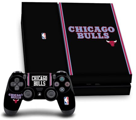 Head Case Designs Officially Licensed NBA Black City Design Chicago Bulls Logo Vinyl Sticker Gaming Skin Decal Cover Compatible With Sony PlayStation 4 PS4 Console and DualShock 4 Controller Bundle
