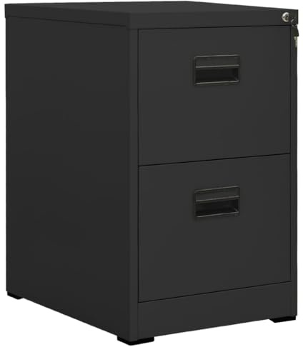Ordellia Arkivskåp av stål, antracit 46 x 62 x 72,5 cm med 2 lådor, lås, hänggisterskåp för A4 och legal, kontor, hemmakontor, advokatbyrå, arkiv, förvaring, organisation
