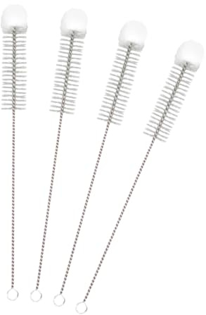 Toyvian Cepillo para Limpiar Botellas y Tubos de Ensayo Mango de Acero Inoxidable, Cerdas de Nailon y Cabezales de Algodón Absorbente, 4 Piezas para Limpieza Profunda en Laboratorios