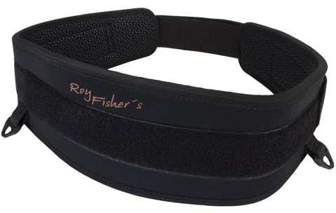 Roy Fishers Sicherheits-Neopren-Watgürtel – Stufenlos verstellbar 82-114cm – Anti-Slip Beschichtung & D-Ringe – Wat-Gürtel für Wathosen ohne Schnallen – Verhindert Volllaufen – Schwarz
