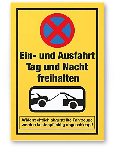 Komma Security Einfahrt freihalten Schild 30 x 20 cm Ein- Ausfahrt Tag Nacht freihalten - auch gegenüber Hinweisschild Einfahrt Parken verboten - Parkverbot Halteverbot