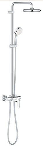 GROHE Tempesta Cosmopolitan 210 - Columna de ducha con monomando (montaje en pared, brazo de ducha de 390 mm, altura ajustable, sistema antical), cromo, 26224001