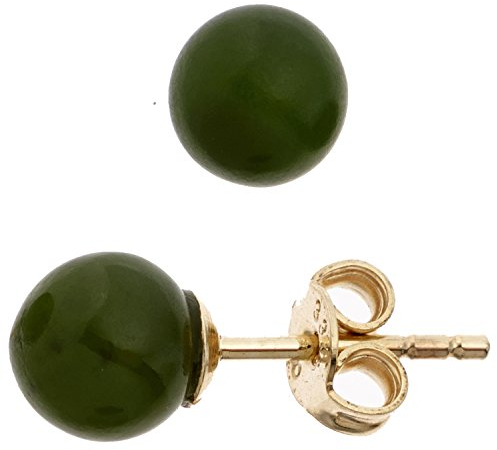Jobo Damen-Ohrstecker Kugel aus 8 Karat 333 Gold mit Jade 6 mm