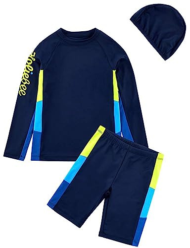 Boys Swimsuits Long Sleeves 2 Piece Sunscreen Swimming Costume Boys Swimwear