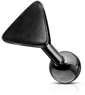 beyoutifulthings 1 Knorpel Ohr-stecker Flat-Top Dreieck Cartilage Labret Piercing-s Tragus Schwarz Edelstahl Schraub-Verschluss Steg 6,5/1,2mm